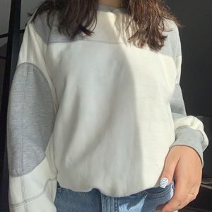 vintage gray color block hoodie